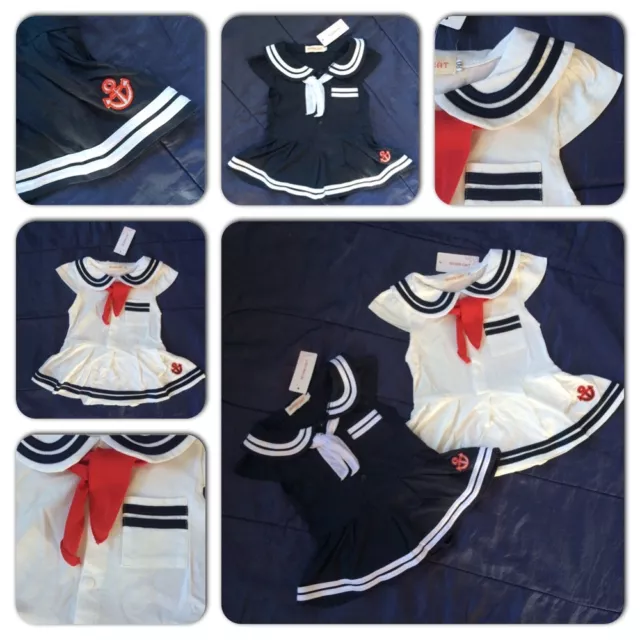 Baby Girls Cute Sailor Romper Dress Play Suit Fancy Dress Marine Navy Blue White