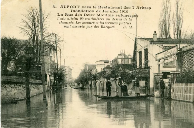 HOUSES ALFORT towards restaurant 7 trees flood 1910 Rue des Deux Moulins