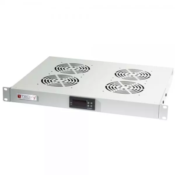 Techly Professional Gruppo 4 Ventole 1U per Rack 19'' con Termostato LED Grigio