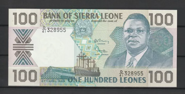 SIERRA LEONE - Billet de 100 Leone du 27/04/1989  - P. N° 18b NEUF UNC