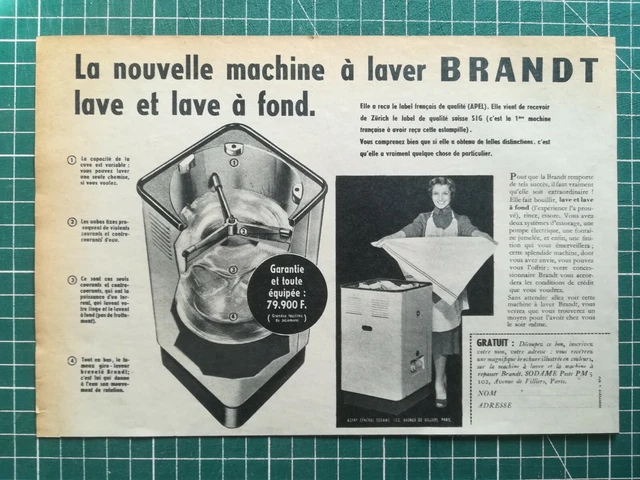 Publicité pour des modèles de machine à laver le linge et