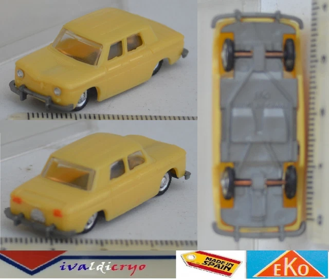 Renault 8 jaune eko idem micro norev echelle HO 1/86 ieme 45 mm en boite