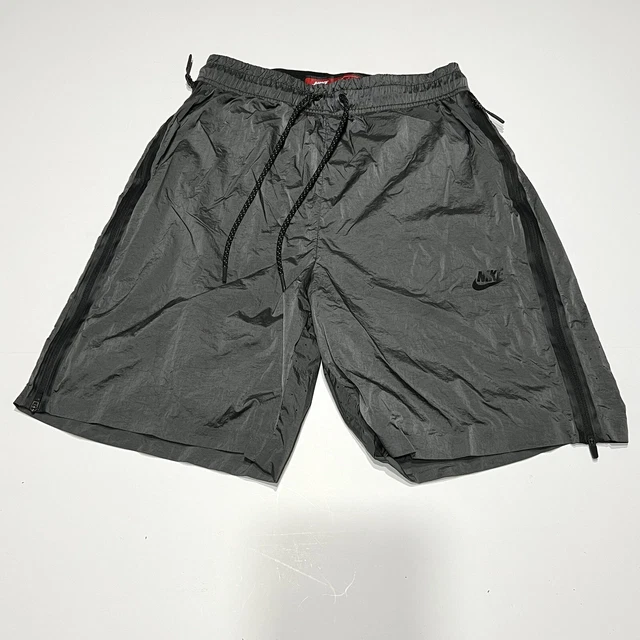 Nike Tech Side Zip Shorts Mens Size Small Compression Shorts Lined Gray Athletic