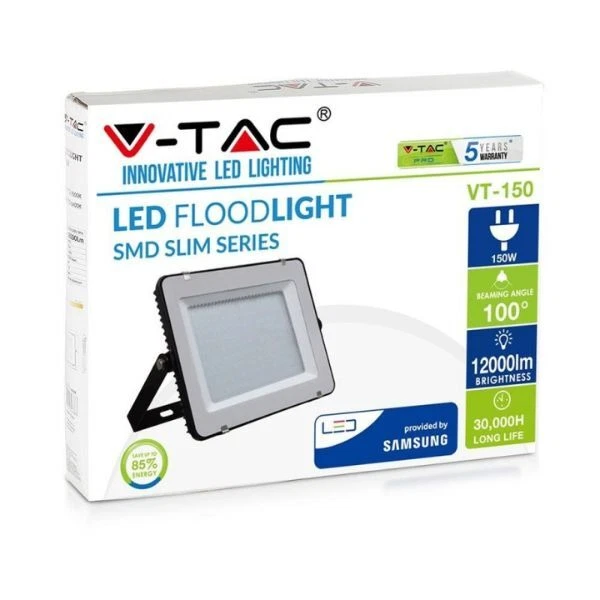 Faro Proiettore LED Esterno 150w SMD Chip Samsung Corpo Nero IP65   V-Tac