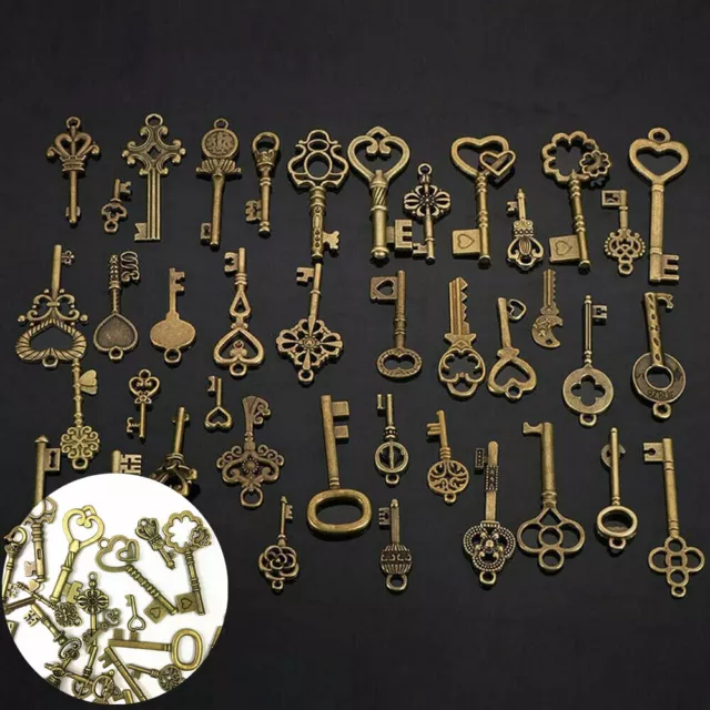 40Pc DIY Antique Vintage Old Look Royal Skeleton Pendant Keys Jewelry Craft Home 2