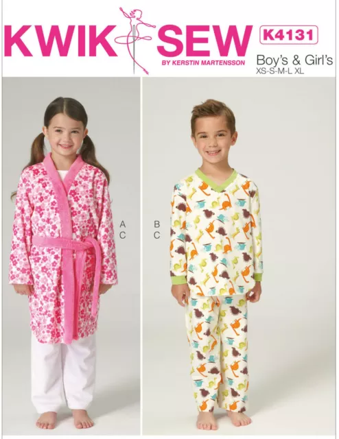 Kwik Sew Sewing Pattern 4131 Boys Girls Teens Sz 4-14 Robe, Pyjamas, Top & Pants