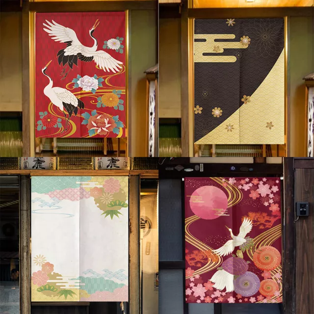 Japanese Style Door Curtain Cotton Linen Cherry Blossoms Noren Partition Curtain