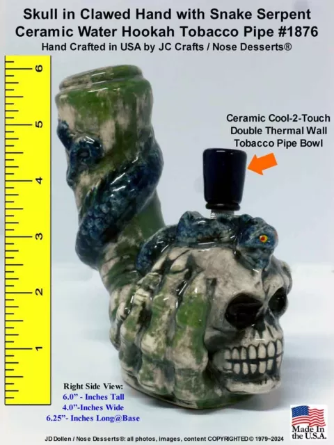 Human Skull Claw Rumph Ceramic Glass Water Hookah Bong Tobacco Pipe FACTORY 2nd