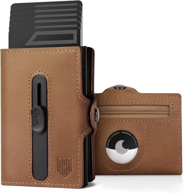 Kartenetui Leder Herren Braun - Slim Wallet Cardholder Dünn Echtleder