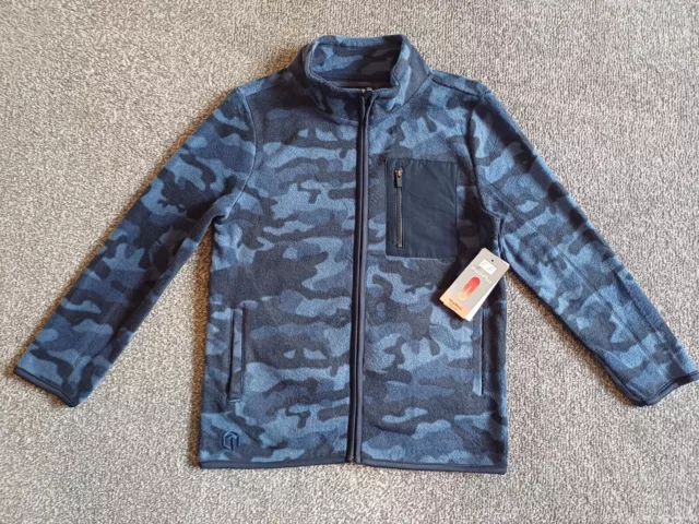 Bnwt  7-8 Or 8-9 Years Boys "F&F" Blue Camouflague Thermal Fleece Zipper Jacket