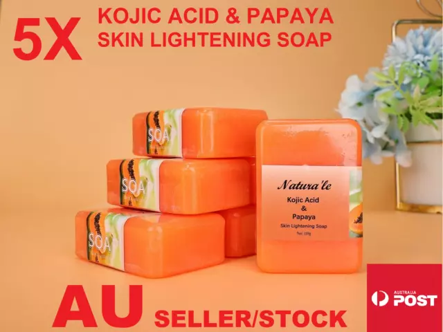 [ Pack of 5] Kojic Acid and Papaya Face Body Skin Bleaching Whitening Soap 110G