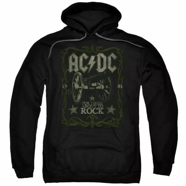 AC/DC Rock Label Hoodie Sweatshirt Mens Licensed Rock N Roll Music Band Black
