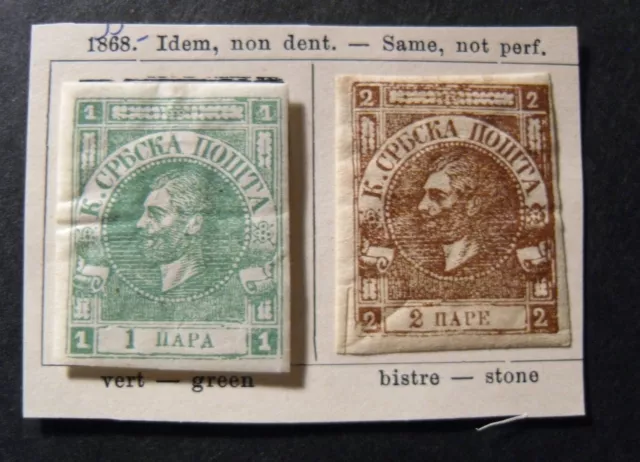 BALCANI , SERBIA Principato 1868 "Principe Michele 3 " 2 V.2cpl set MH no dent.