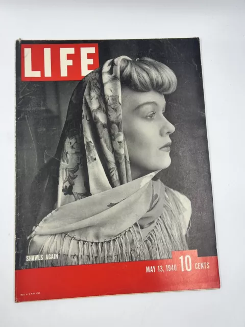 Life Magazine May 13 1940 Germany Shawls Again Car Ads WWII Era