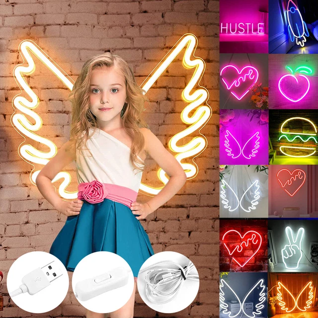 USB LED NEON Sign Light Wall Decorative Night Lights Hanging Bedroom ...