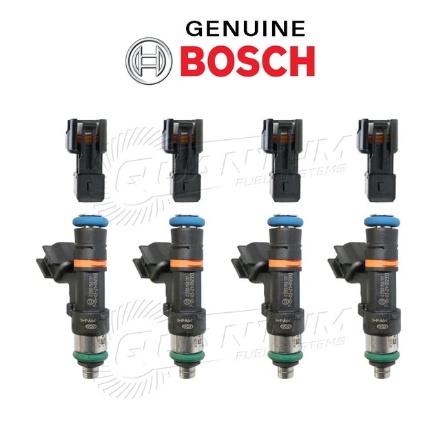 GENUINE BOSCH 0280158117 550cc 52lb EV14 Fuel Injectors + Adapters (4