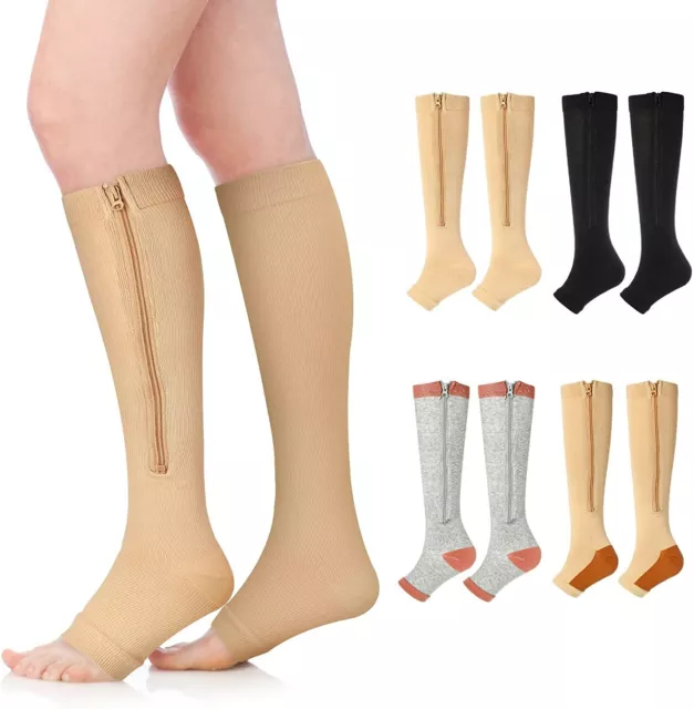 Unisex Select Comfort/Essential Opaque Short Open Toe Calf-High Socks 20-30MMHG