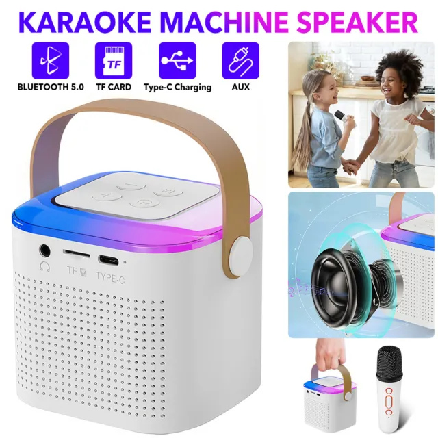 Karaoke Maschine,Bluetooth Karaoke Anlage Mit 1 Mikrofonen, Lautsprecher Tragbar