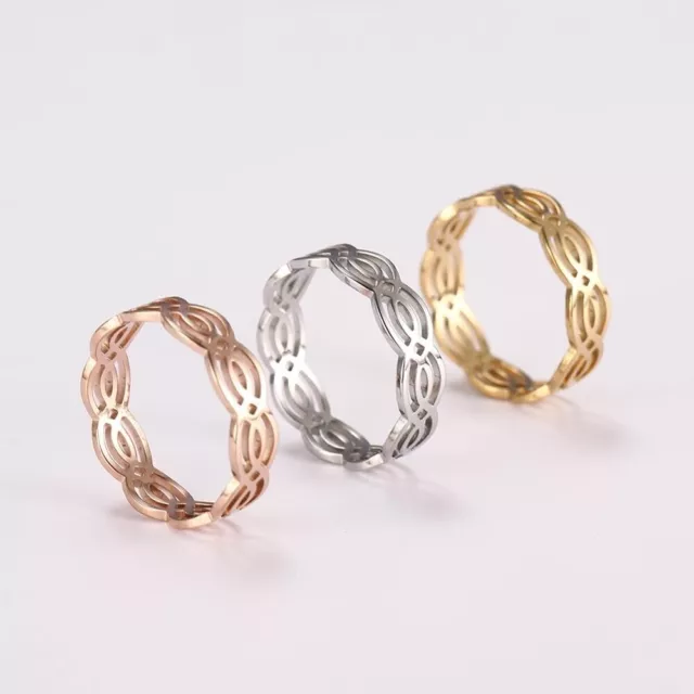 Silver Gold Stainless Steel Titanium Twisted Wave Band Comfort Ring Men Women