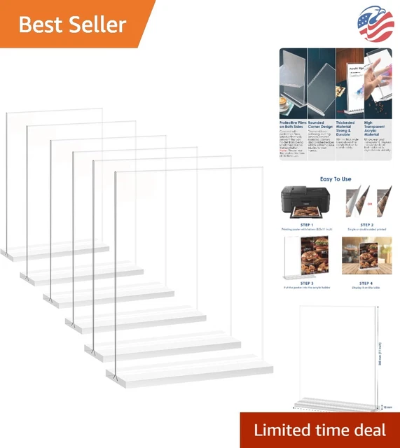 Premium Acrylic Sign Holder - Premium Quality - Clear Visibility - 8.5x11 Inch