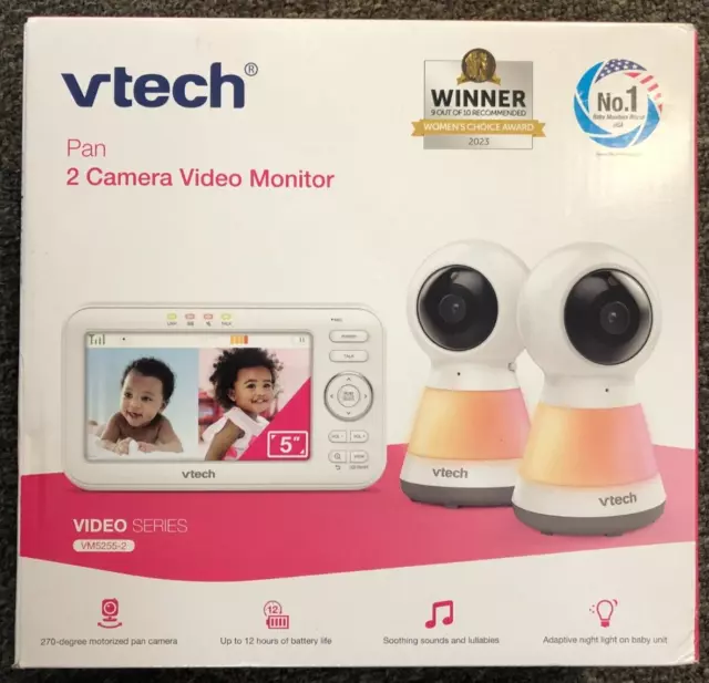 VTech VM5255-2 Digital 2 Camera Video Baby Monitor System NEW!