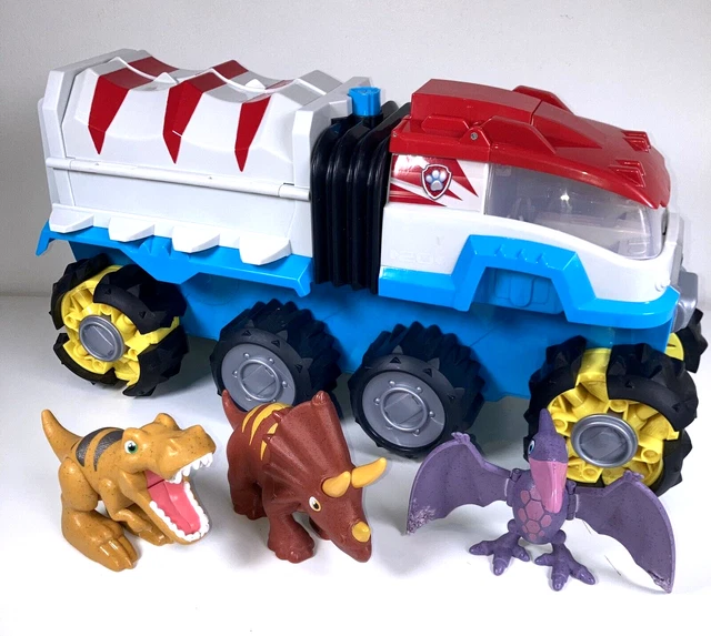 PAW PATROL DINO Rescue Patroller Motorised Truck Vehicle & 3 Dinosaurs ...