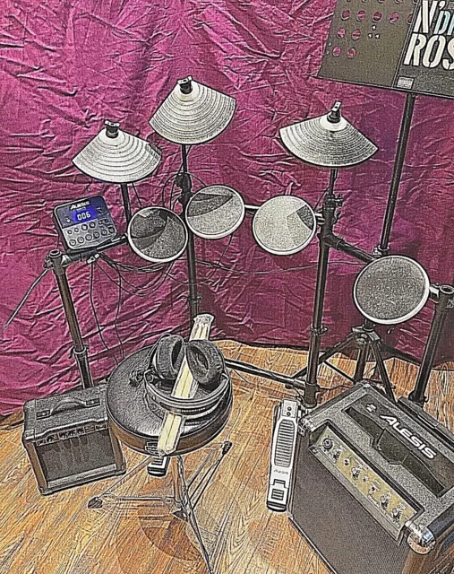 ALESIS DM LITE ELECTRONIC DRUM KIT. SPARE PARTS: tom cymbal module loom power ad