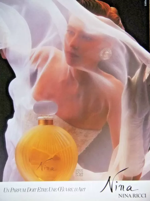 Publicité De Presse 1989 Le Parfum Nina Ricci - Flacon Lalique