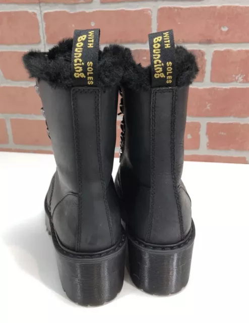Doc Dr. Martens Leona Fur Lined Heeled Boots Women’s Size 7 Matte Black