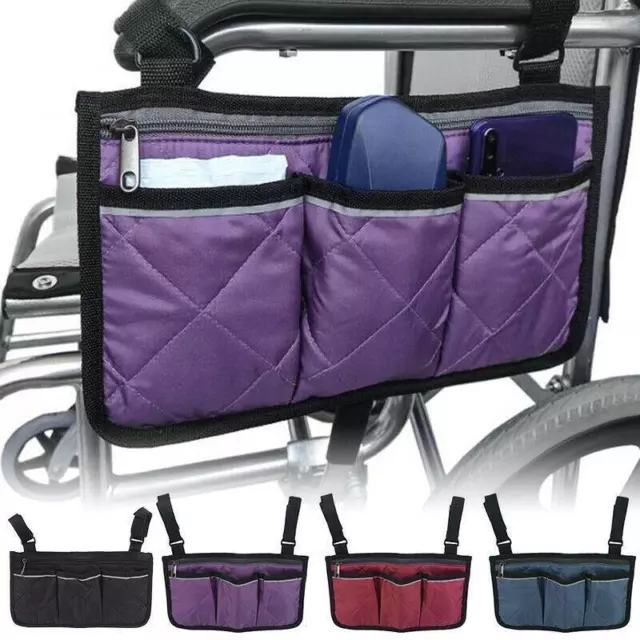Gran bolsillo lateral universal para silla de ruedas, organizador de reposabrazos, accesorios