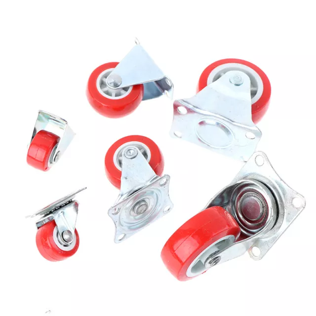 4pcs 1.5inch Furniture Casters Wheels Red Rubber Swivel Caster Roller Wheel ZX