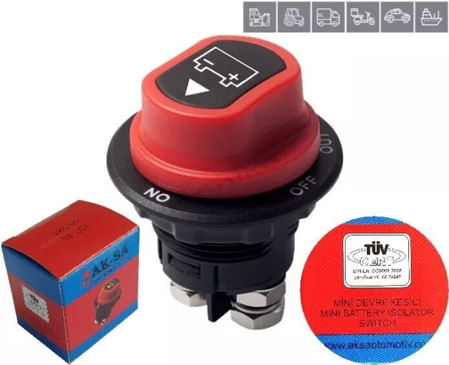 12V-24V mini Battery Isolator Cut-Off Switch In-Dash Panel Mountable Car Truck