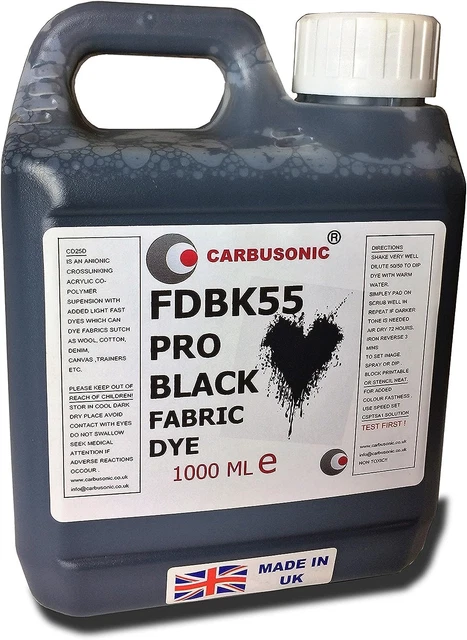 Stofffarbstoff schwarz, Kleidung, Denim, Handtaschen, Spray, Dip, Batik, 1 Liter