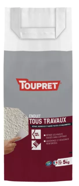 Enduit tous travaux réparation murs extérieurs poudre 5kg TOUPRET