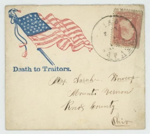 Mr Fancy Cancel 65 CIVIL WAR PATRIOTIC 31 STAR FLAG DEATH TO TRAITORS TIED CDS