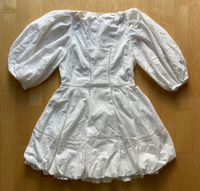 NWOT JONATHAN SIMKHAI Ivory Eyelet Balloon Hem Dress 8