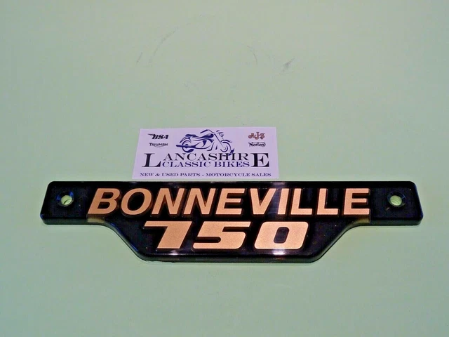 Triumph Bonneville 750 T140E Side Panel Badge – 83-7317, Gold On Black, Made In UK