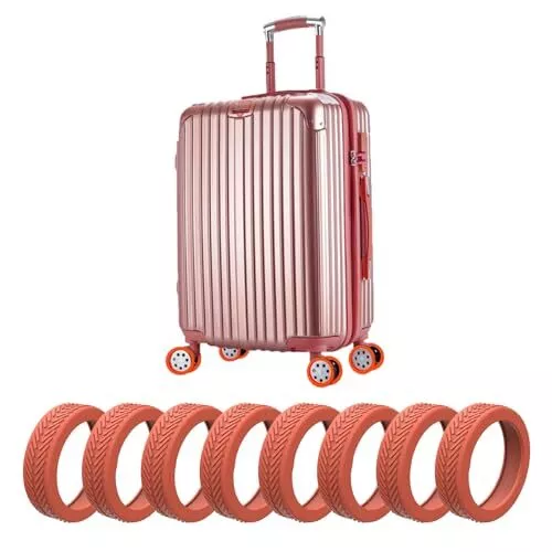8pcs Luggage Wheel Covers for Suitcase, Luggage Wheel Protector Covers Orange