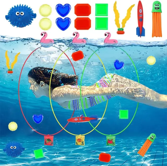 Pool Toy Children, Dive Rings for Children, 21Pcs Swimming Pool Toy, Tauchspie