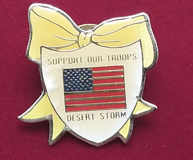 Vintage USA Flag Lapel Pin - Patriotic Enamel  🇺🇸 Yellow Ribbon Desert Storm