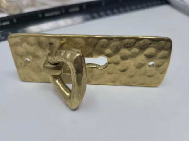 Vintage Keyhole Knocker Handle Hammered Gold Brass Heavy Plate