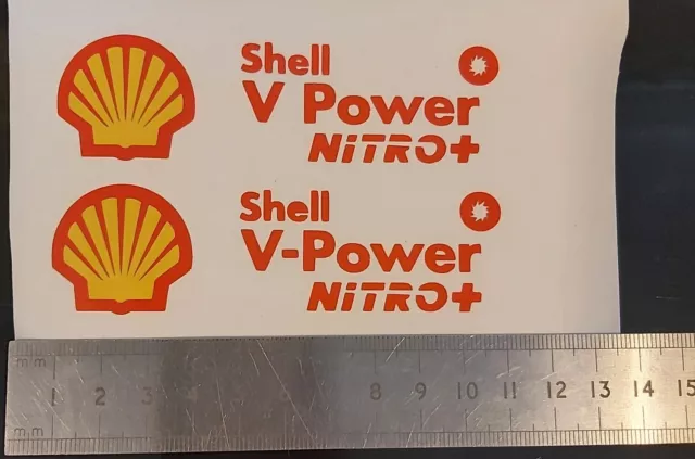 SHELL oil v power Race Rally Classic Vintage Retro Stickers Decals car x2 150mm