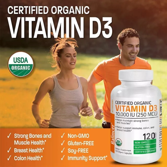 Vitamine D3 10000 IU - D3 Vitamin Supplément 30/60/120 Gélules 3