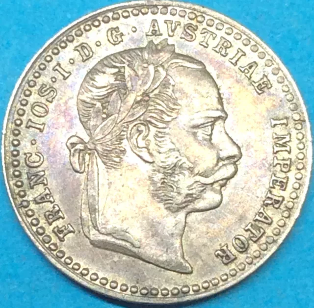 10 kreuzer 1870 Austria Franz Joseph (1848-1916) silver Pink-Gold Patina