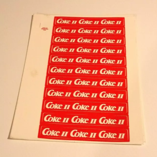 22 Coke II Soda Stickers Coca Cola USA Adv Sheet RARE