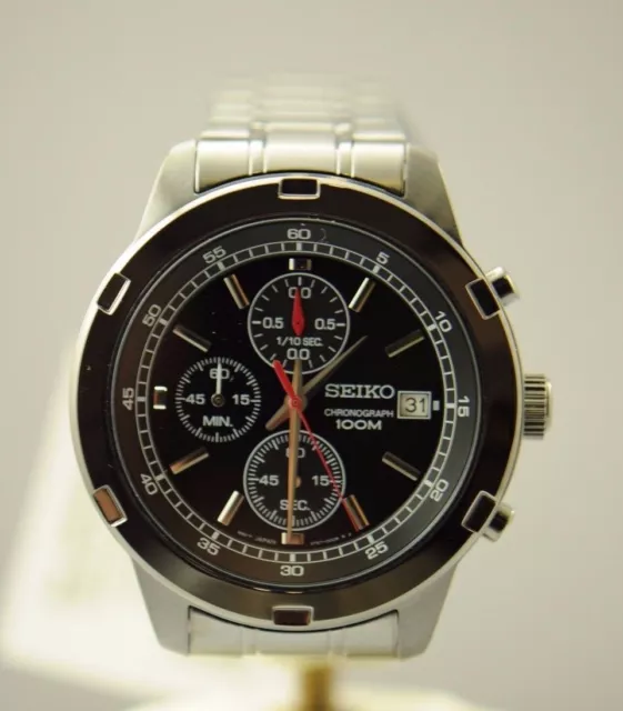Seiko Sks437 Chronograph Ion Plated Stainless Steel Black Mens 100M Quartz Watch