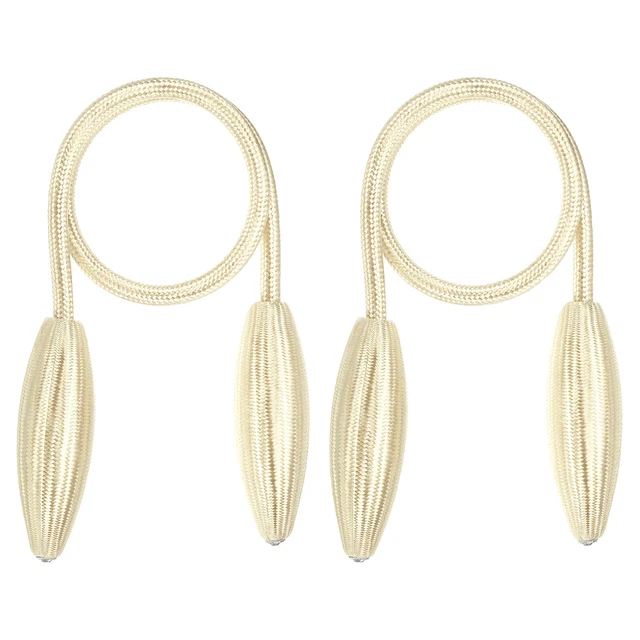 2Pcs Curtain Tiebacks Clips Decorative Window Drape Twist Tie Backs, Beige
