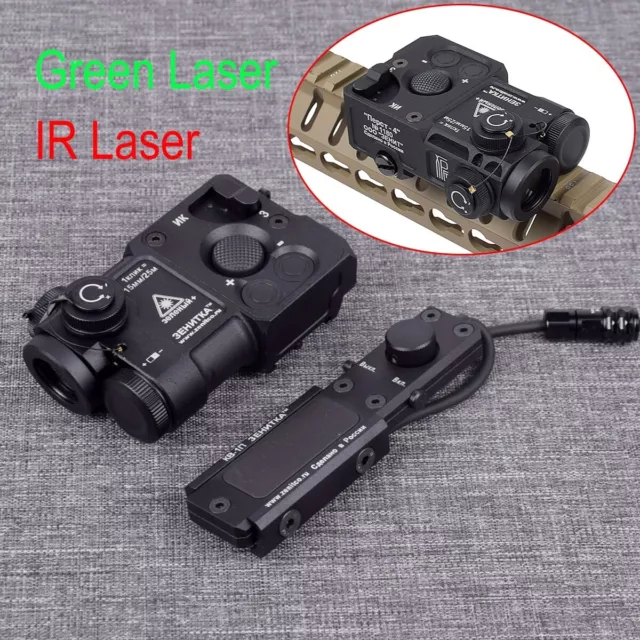 Tactical Metal Perst 4 PEQ Green Dot IR Infrared Laser Pointer W KV-D2 Switch