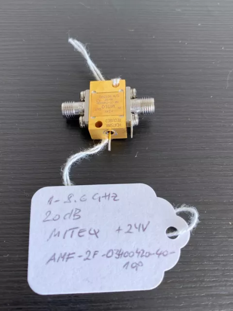 Miteq Microwave Amplifier AMF-2F-03400420-40-10P 1-8.6GHz 20dB Low Noise Miteq Microwave Amplifier AMF-2F-03400420-40-10P 1-8.6GHz 20dB Low Noise