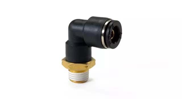 1/4" Male NPT to 3/8" Push to Connect Elbow Fitting - Accepts 3/8" Air Line